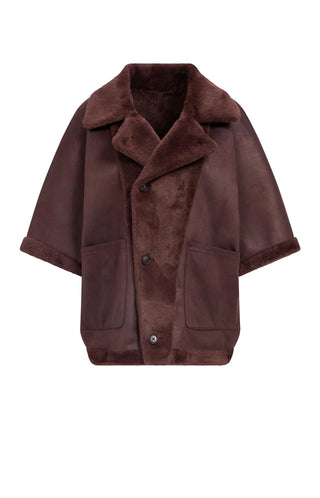 Oversized Reversible Faux Fur Jacket in in Bitter Chocolate