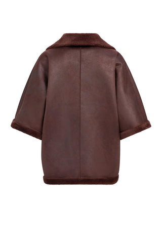 Oversized Reversible Faux Fur Jacket in in Bitter Chocolate