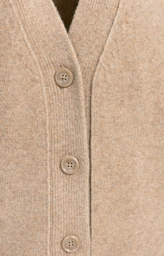 Cardigan in Rib Stitch in Dark Beige Melange