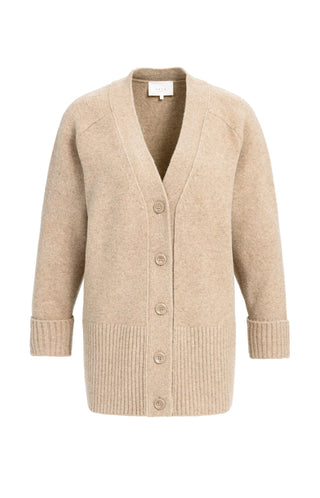 Cardigan in Rib Stitch in Dark Beige Melange