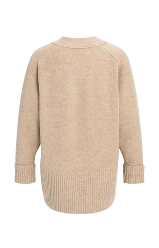 Cardigan in Rib Stitch in Dark Beige Melange