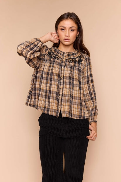 Dilouna Saffron Check Blouse