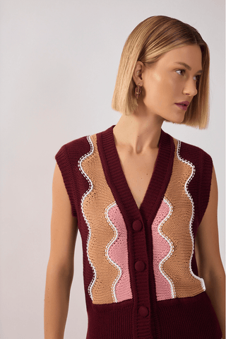 Blusa Colete Tricot Detalhe Onda