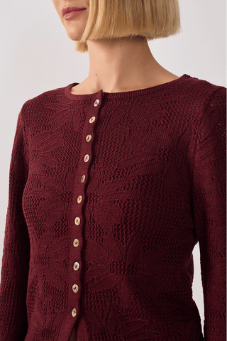Casaqueto Tricot Jacquard Floral Cardigan