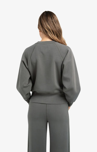 Raglan Sweatshirt with Fine Rib Texture & Crew Neck