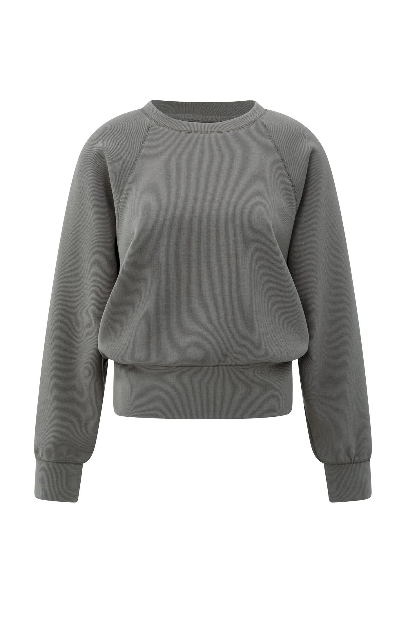Raglan Sweatshirt with Fine Rib Texture & Crew Neck