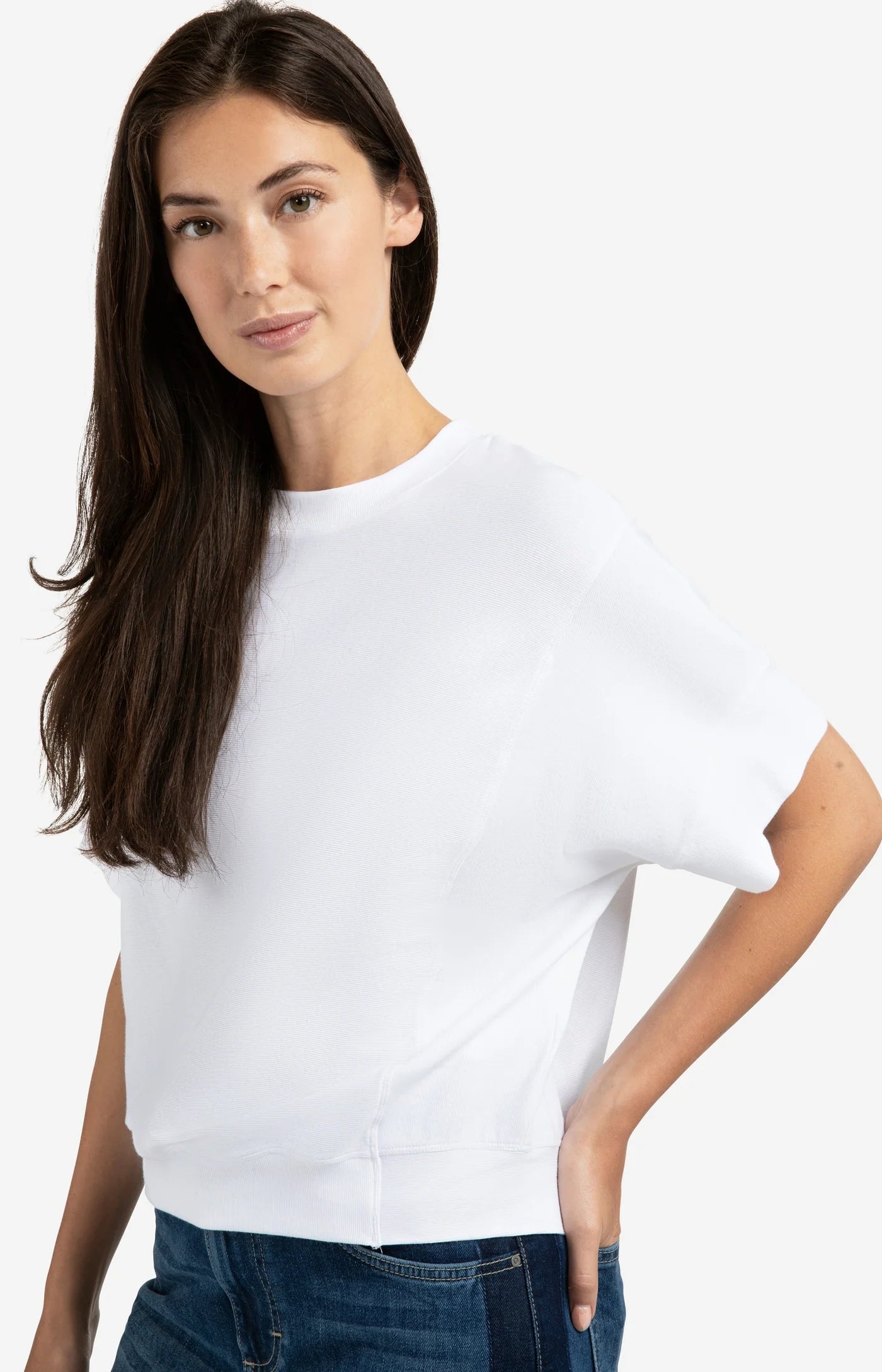 Ribbed Jersey Top in Pure White