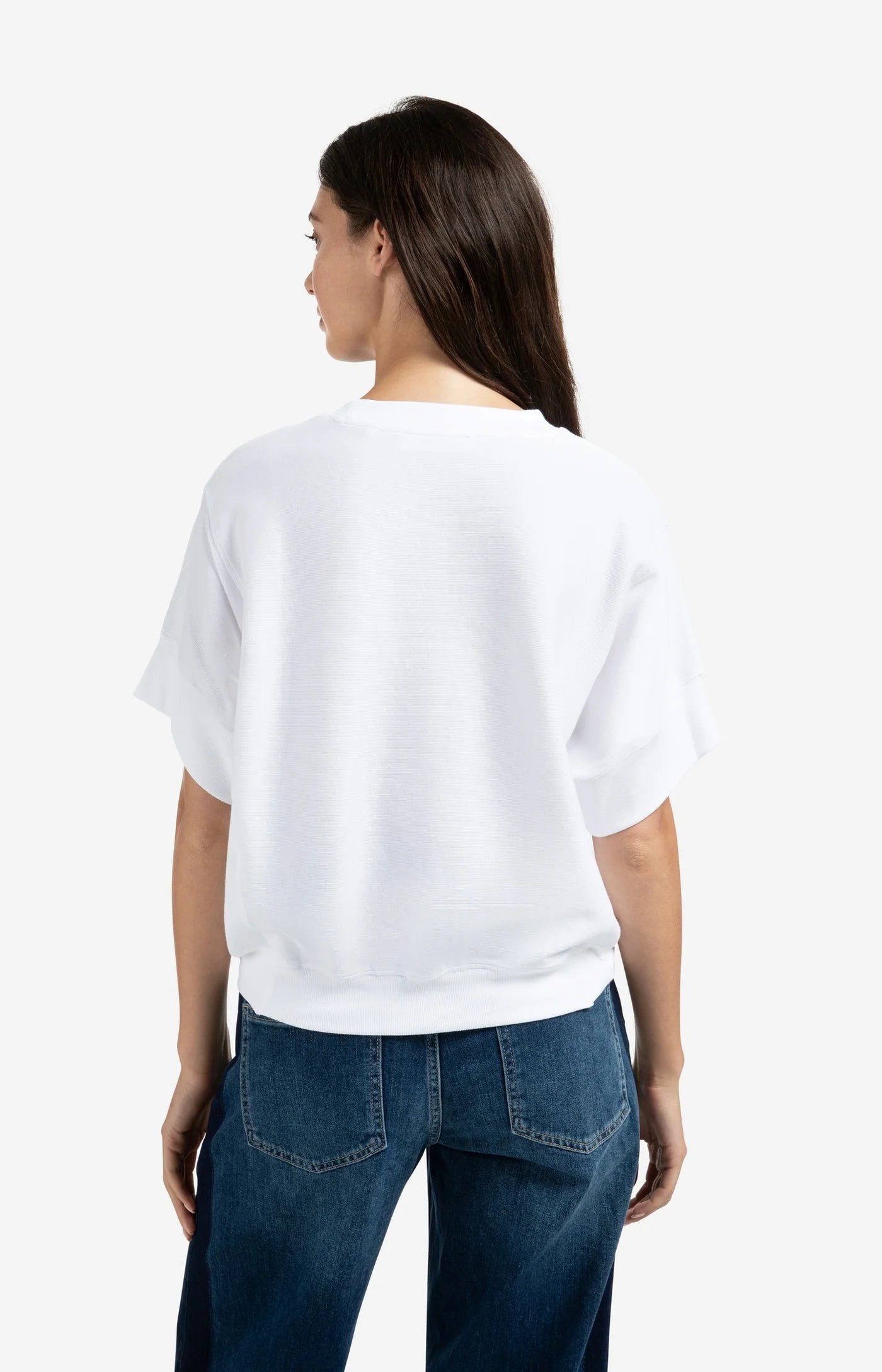Ribbed Jersey Top in Pure White