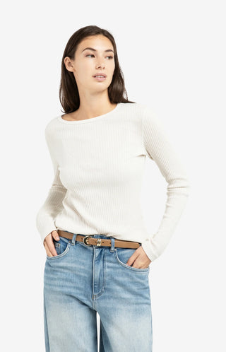 Ribbed Long Sleeve Tee - Snowfall White
