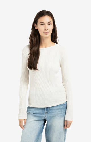 Ribbed Long Sleeve Tee - Snowfall White