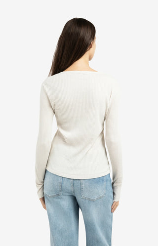Ribbed Long Sleeve Tee - Snowfall White