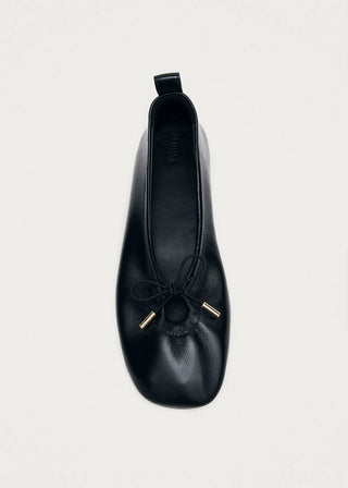 Rosiland Black Leather Ballet Flats