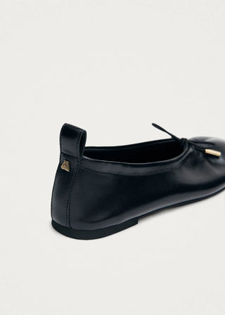 Rosiland Black Leather Ballet Flats