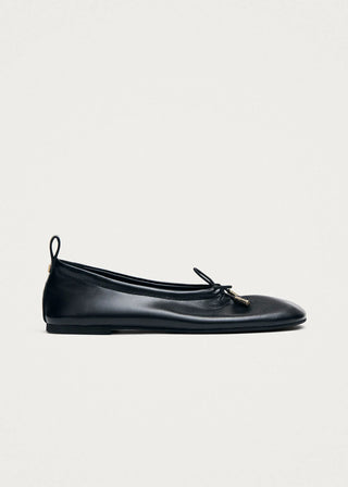 Rosiland Black Leather Ballet Flats