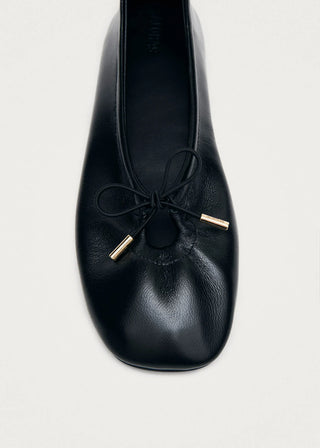 Rosiland Black Leather Ballet Flats