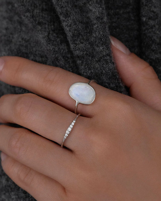 Selena Slice Moonstone Ring - Silver