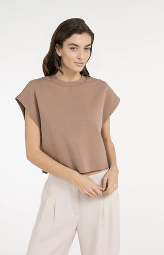 Sleeveless Boxy Sweatshirt in Brown
