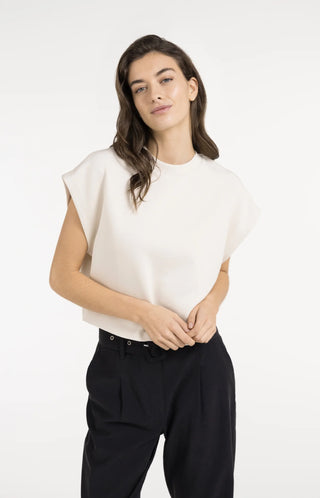 Sleeveless Boxy Sweatshirt in Creme