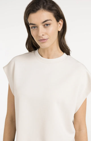 Sleeveless Boxy Sweatshirt in Creme