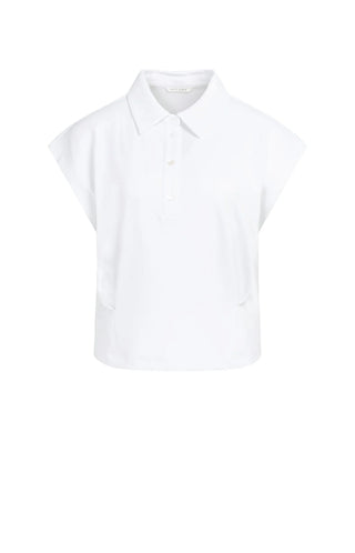 Sleeveless jersey blouse with tailored seams