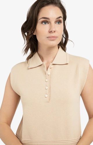 Sleeveless Sweater with Collar