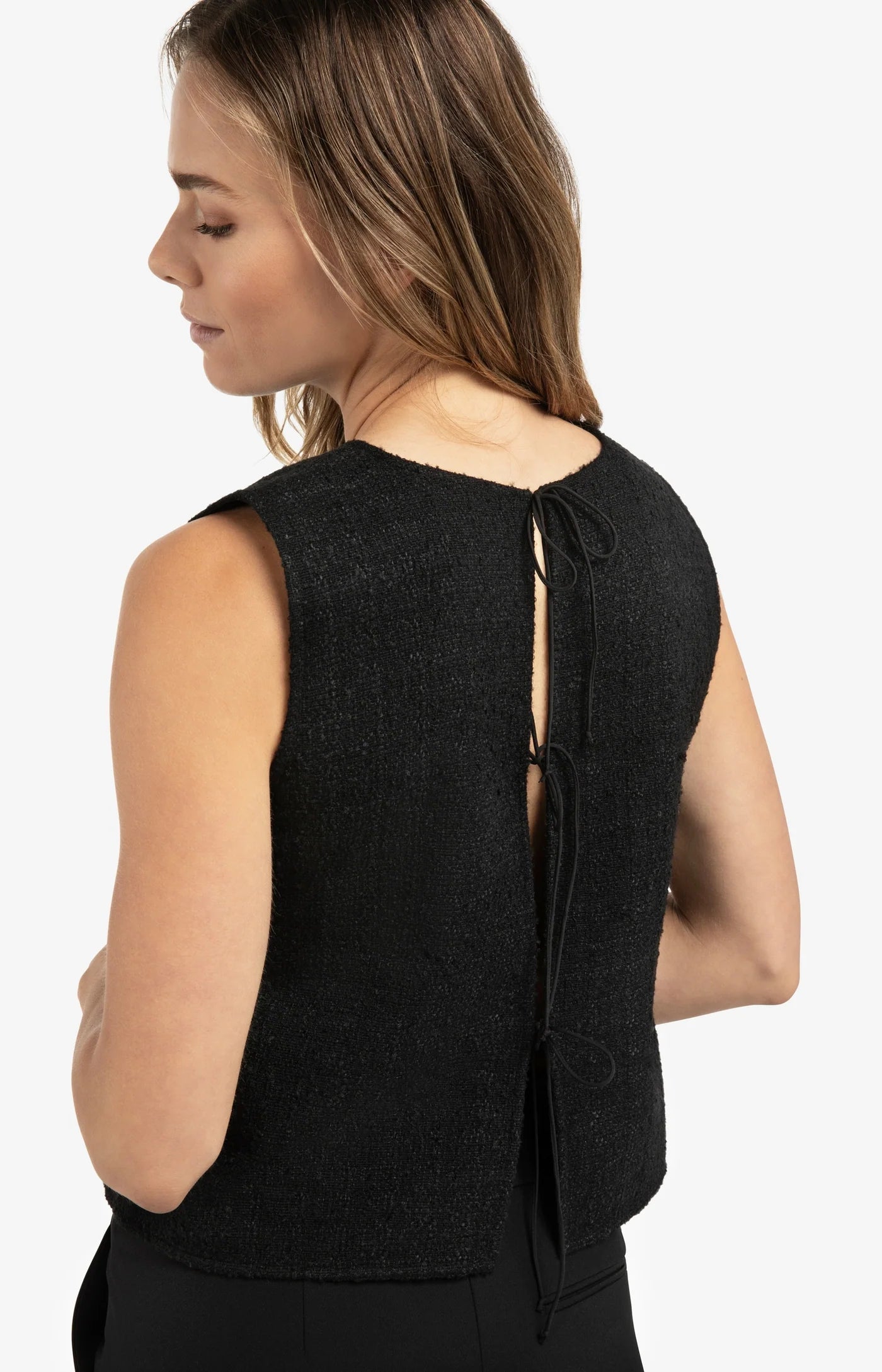 Sleeveless Top with Bow at Back