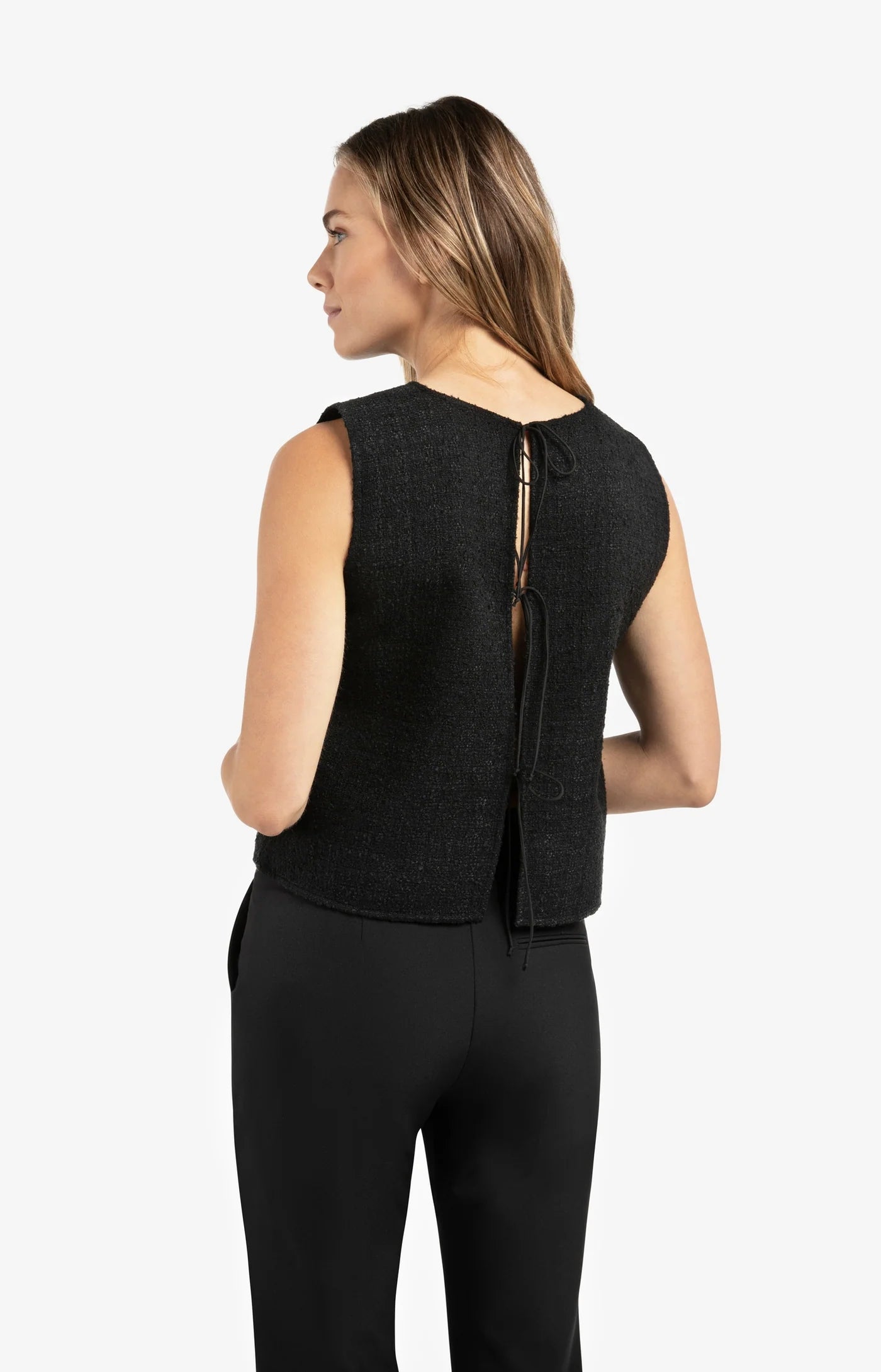 Sleeveless Top with Bow at Back