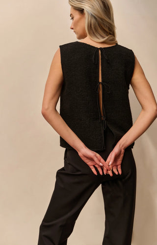 Sleeveless Top with Bow at Back