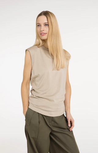 Jersey top with pleaded sleeves