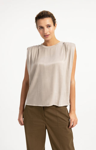 Sleeveless Top with Shoulder Pleats
