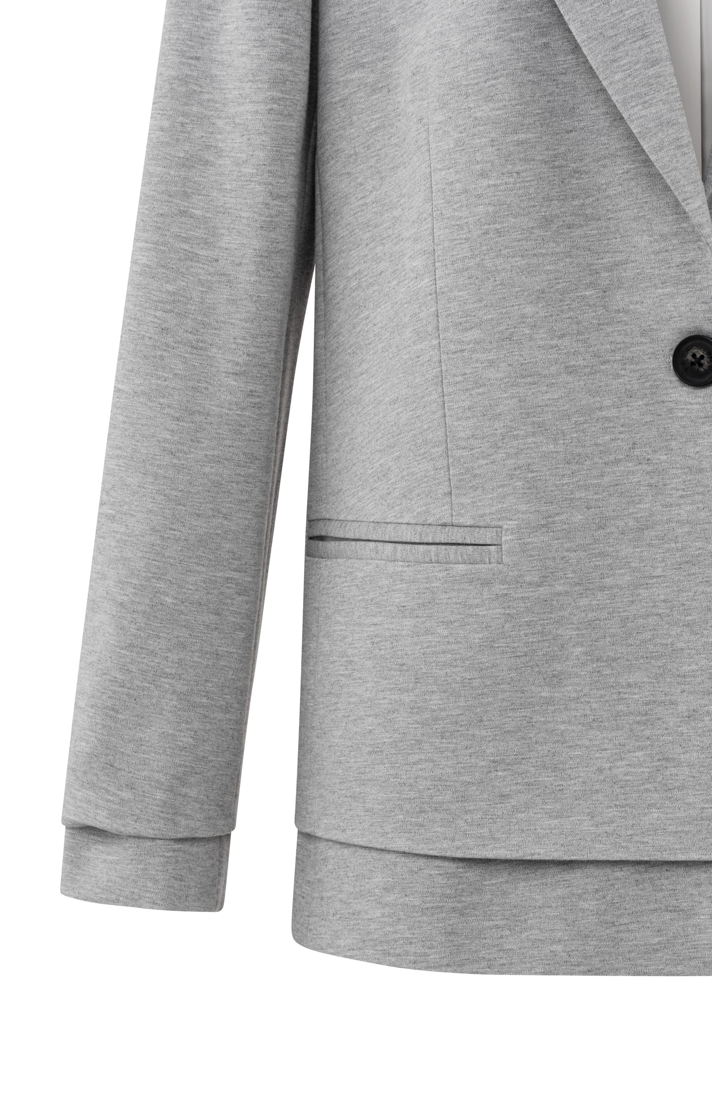 Soft grey melange blazer with stitched details