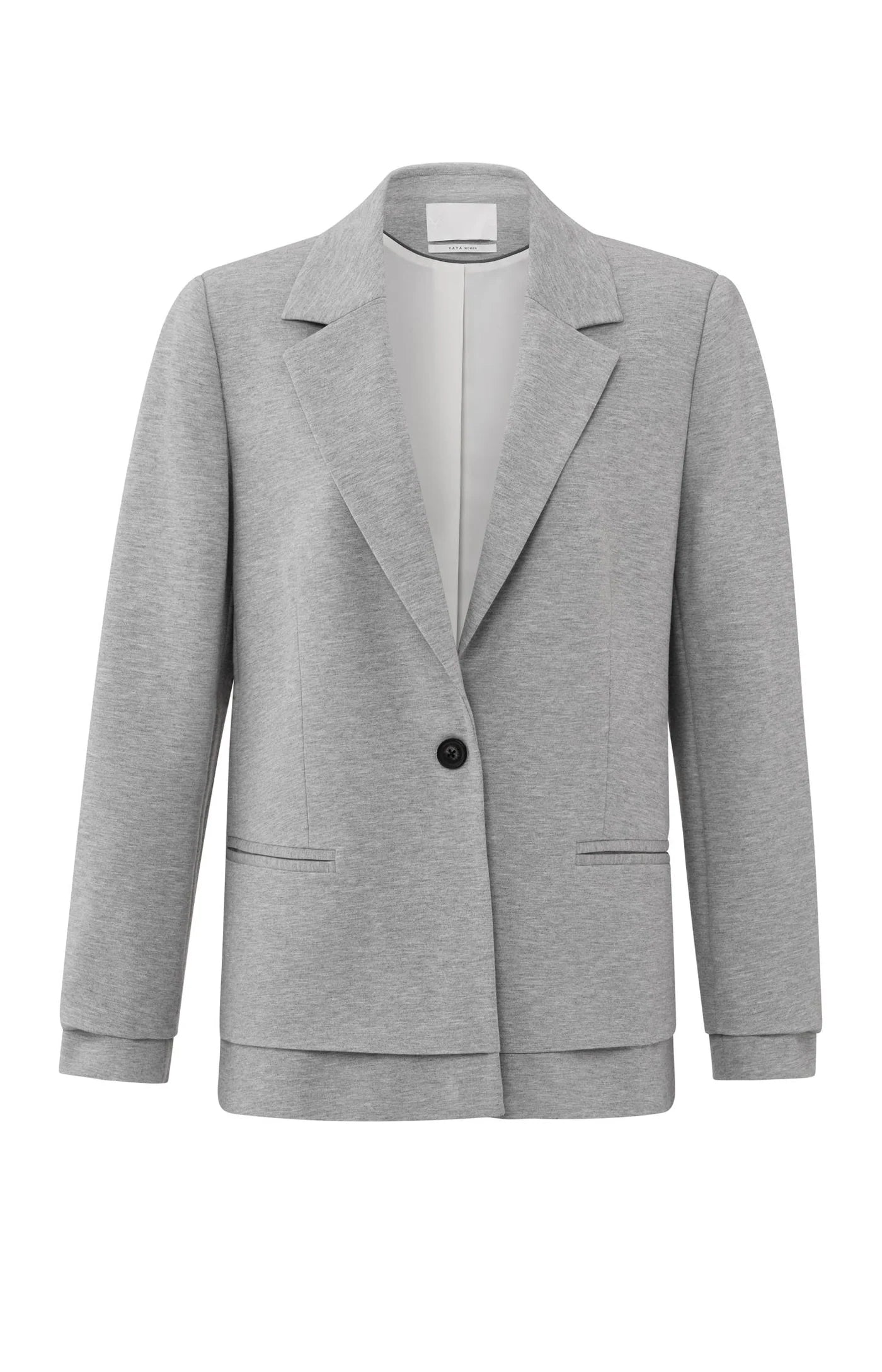 Soft grey melange blazer with stitched details