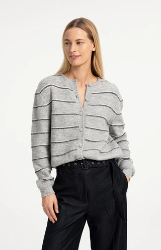 Stripe Knitted Cardigan with Tie Detail