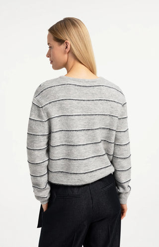 Stripe Knitted Cardigan with Tie Detail