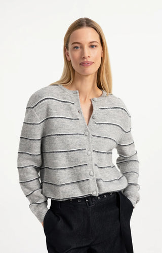 Stripe Knitted Cardigan with Tie Detail