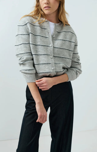 Stripe Knitted Cardigan with Tie Detail