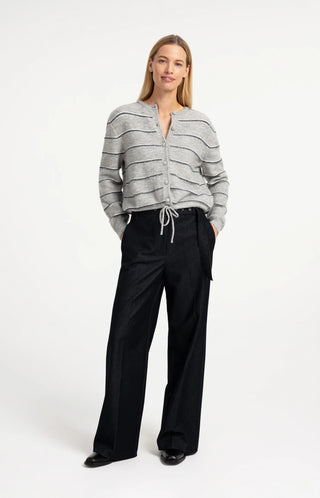 Stripe Knitted Cardigan with Tie Detail
