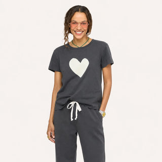 Suke Imperfect Heart Tee - Anthracite -Natural