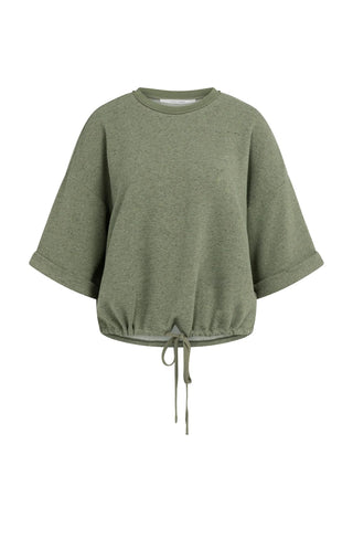 Short Sleeve Sweatshirt with roll-up and drawcord - Army Green
