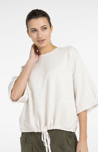 Short Sleeve Sweatshirt with roll-up and drawcord - Ivory White