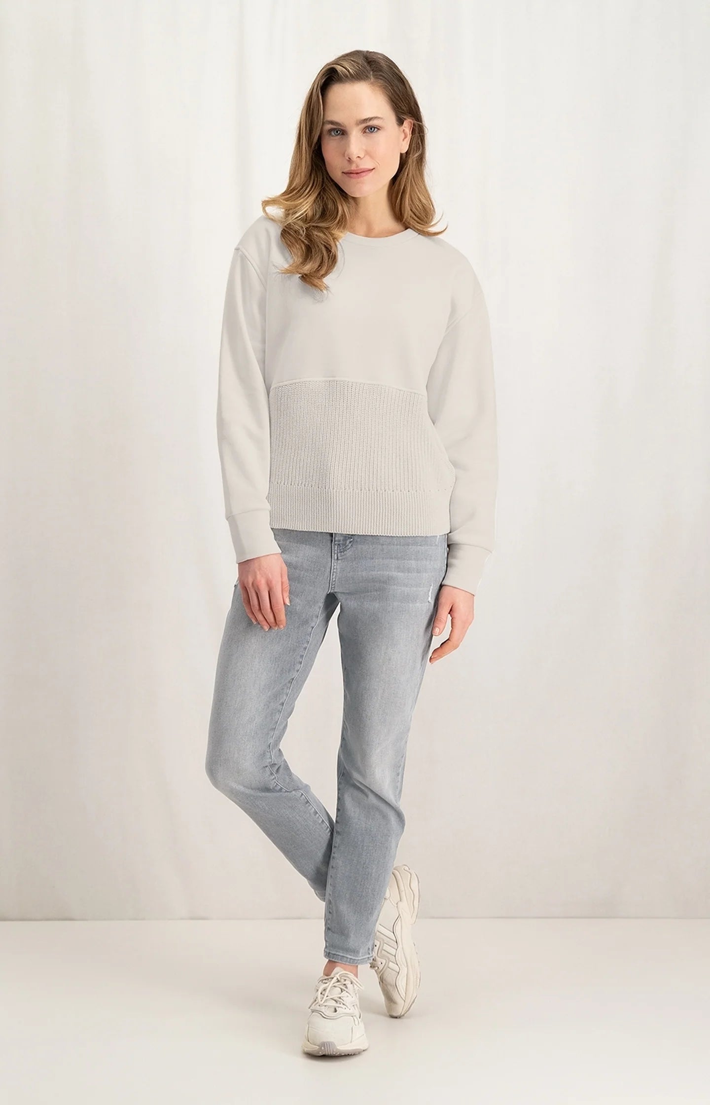 Knitted Panel Sweatshirt