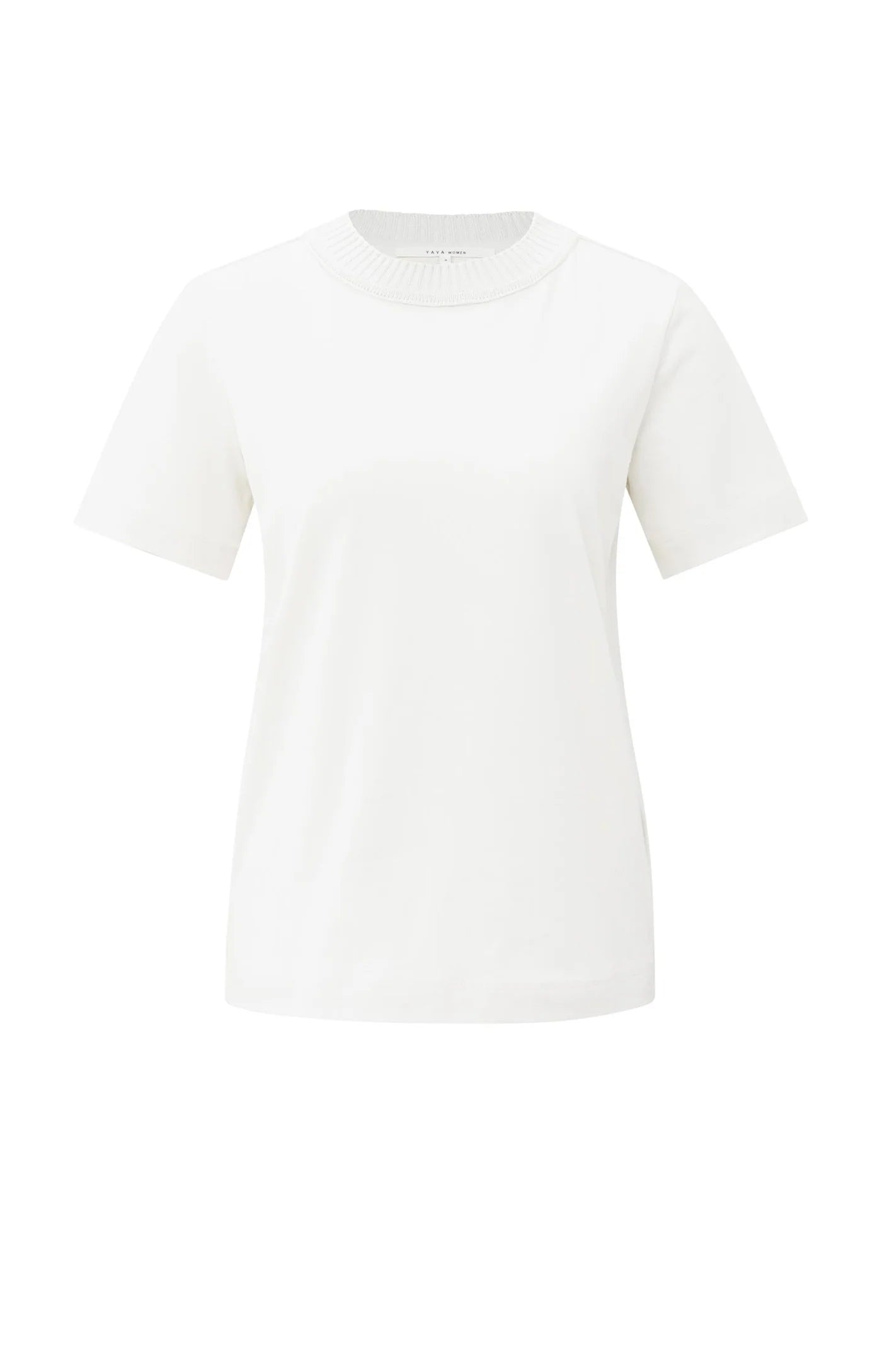 T-Shirt with Knitted Neckline & Short Sleeves
