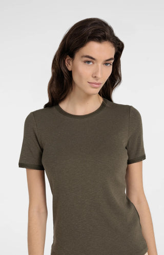 T-Shirt with mesh edge - Army Green