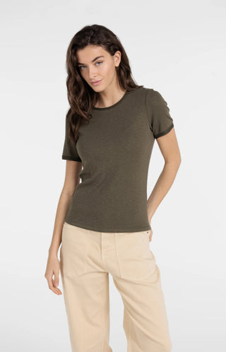 T-Shirt with mesh edge - Army Green
