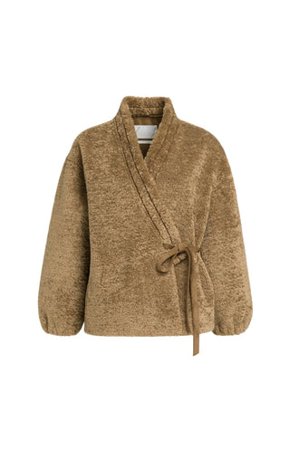 Teddy wrap jacket with tie closure - Otter Brown