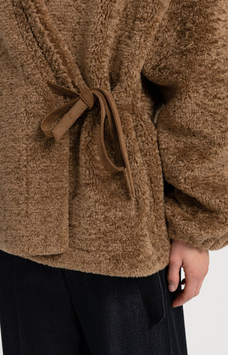 Teddy wrap jacket with tie closure - Otter Brown
