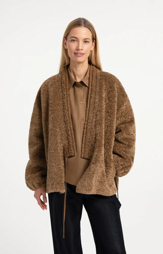 Teddy wrap jacket with tie closure - Otter Brown