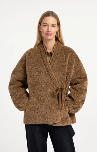 Teddy wrap jacket with tie closure - Otter Brown