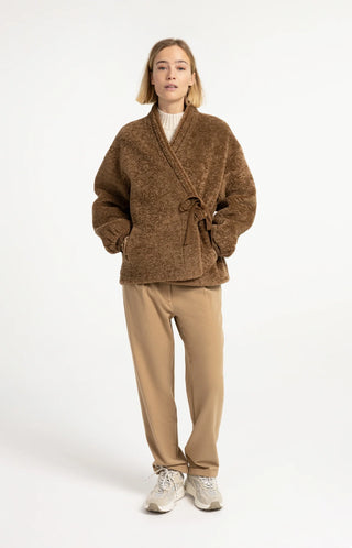 Teddy wrap jacket with tie closure - Otter Brown