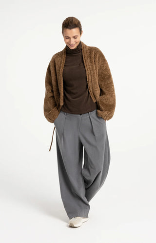 Teddy wrap jacket with tie closure - Otter Brown